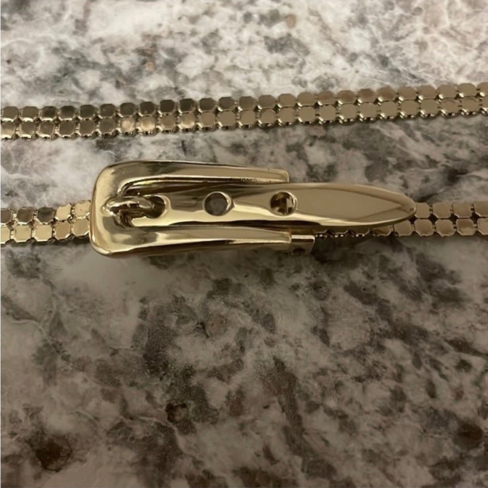 NWT Whiting & Davis Vintage Gold tone Snake Belt . Brand new . - Picture 2 of 8